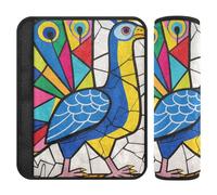 Paquete de 2 almohadillas para cinturón de seguridad con diseño de pavo real y pintura artística abstracta, para la mayoría de los coches, funda para cinturón de carro