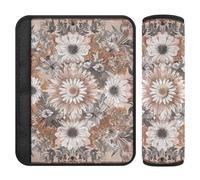 Paquete de 2 almohadillas para cinturón de seguridad para cinturón de seguridad, estilo bohemio, diseño floral, color marrón, libera el estrés en tu cuello y hombros, para la mayoría de los autos