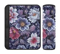 Paquete de 2 almohadillas para cinturón de seguridad para cinturón de seguridad para cinturón de seguridad de coche, diseño de flores bohemias vintage, Batik Paisley Kraken Wine