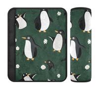 Paquete de 2 almohadillas para correa de asiento de coche con diseño de pingüino blanco de dibujos animados, libera el estrés en tu cuello y hombros, almohadillas de hombro para cinturón de seguridad