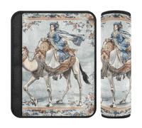 Paquete de 2 almohadillas para correas de asiento de coche de la tribu étnica china camel para mujer vintage que libera el estrés en tu cuello y hombros para sedán, funda para cinturón de carro