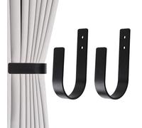 Paquete de 2 alzapaños Modernos de Aluminio sólido en Forma de U alzapaños Cortinas sujeta Cortinas Ganchos para Cortinas (Negro)