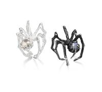 Paquete de 2 anillos de citas abiertos ajustables en forma de arañas para dedos ajustables para niñas
