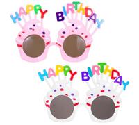 Paquete de 2 anteojos de cumpleaños, lentes de sol de feliz cumpleaños, bonitos lentes de fiesta de cupcakes para adultos, lentes de sol de cumpleaños para mujeres, accesorios de vidrio para fiestas