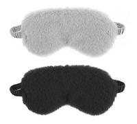 Paquete De 2 Antifaz De Felpa Suave para Dormir Con Los Ojos Vendados Cómodo Antifaz De Piel Sintética Peluda para Dormir Funda De Protección Ocular Nocturna para Siesta De Satén Hombres Y Mujeres