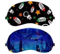 Paquete de 2 antifaz para dormir, bloquea completamente la luz para dormir de lado, cuento de hadas espacial azul con enorme ballena cero presión ocular vendada nocturna, cubierta de sombra ajustable