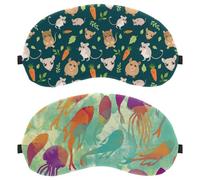 Paquete de 2 antifaz para dormir con peces, medusas, acuarela, rojo, naranja, para hombres y mujeres, transpirables, cero presión ocular para dormir