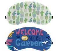 Paquete de 2 antifaz para dormir con texto en inglés "Welcome to My Secret Garden", para dormir de lado, máscara suave para dormir para mujeres y hombres, bloqueo de luz completo, sin presión para los