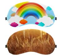 Paquete de 2 antifaz para dormir de lado, cero presión ocular con los ojos vendados nocturnos, puesta de sol soleada, vista de hierba natural, cubierta ajustable para dormir, bloquea completamente la