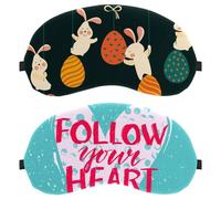 Paquete de 2 antifaz para dormir de lado, con texto en inglés "Follow Your Heart", color azul, cero presión ocular, vendaje nocturno, cubierta ajustable para dormir, bloquea completamente la sombra de