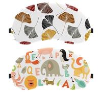 Paquete de 2 antifaz para dormir de lado, hombres y mujeres, máscara de ojos con bloqueo de luz, con correa ajustable, lindos animales salvajes, patrón de alfabeto, venda nocturna