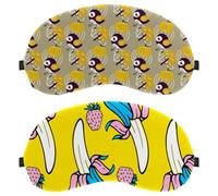 Paquete de 2 antifaz para dormir de lado, máscara de dormir, comida de verano, plátano, fresa, patrón artístico de bloqueo de luz, cubierta suave para viajes, siesta, avión