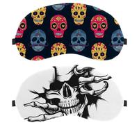 Paquete de 2 antifaz para dormir de lado, máscara de dormir de calavera horrible, máscara de ojos para dormir, cubierta suave para viajes, siesta, avión, bloqueo de luz