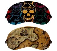 Paquete de 2 antifaz para dormir de lado, máscara de dormir, máscara de ojos para dormir, mapa Treasure Island, cubierta suave para viajes, siesta, avión, bloqueo de luz