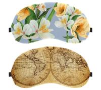 Paquete de 2 antifaz para dormir de lado para hombres y mujeres, máscara de ojos con bloqueo de luz, sombra de ojos con correa ajustable, venda de mapa nocturno