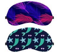 Paquete de 2 antifaz para dormir de lado, verde oscuro, cola de sirena con patrón de estrella de mar, máscara de bloqueo de luz, cubierta suave para viajes, siesta, avión