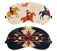 Paquete de 2 antifaz para dormir estilo vintage occidental salvaje oeste bohemio con patrón artístico para dormir de lado, hombres y mujeres, máscara de ojos con bloqueo de luz, sombra de ojos con