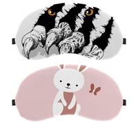 Paquete de 2 antifaz para dormir Lovely Bunny Happy Friends, antifaz para hombres y mujeres, sin presión, transpirable, bloqueo de luz