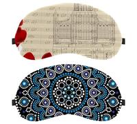 Paquete de 2 antifaz para dormir, máscara de ojos para hombres y mujeres, mandala indio, psicodélico, negro, henna transpirable, sin presión ocular para dormir