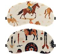 Paquete de 2 antifaz para dormir, patrón vintage de caballo occidental salvaje oeste, bloquea completamente la luz para dormir de lado, cero presión ocular con los ojos vendados, cubierta ajustable