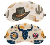 Paquete de 2 antifaz vintage con patrón de vaca del salvaje oeste, máscara de dormir para dormir de lado, máscara de ojos suave para mujeres y hombres, bloqueo de luz completo, sin presión para los