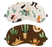 Paquete de 2 antifaz vintage de vaquero salvaje oeste, botas de cactus para dormir de lado, cero presión ocular, vendaje nocturno, cubierta ajustable para dormir, bloquea la luz de los ojos