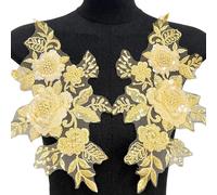 Paquete de 2 apliques bordados de flores para decoración del hogar con efecto de lentejuelas