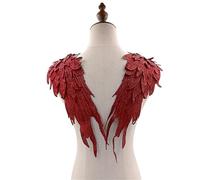 Paquete de 2 apliques de encaje de flores de hilo de poliéster con parches bordados hechos a mano grandes para decorar vestidos de novia