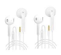 Paquete de 2 auriculares con cable, auriculares intraurales con micrófono con aislamiento de ruido, control de sonido remoto, compatibles con teléfonos Samsung, Huawei, Android, smartphones, tabletas