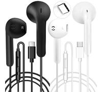 Paquete de 2 auriculares USB C con cable, auriculares USB C, auriculares intraurales con micrófono y control de volumen para iPhone 15 Plus, Samsung Galaxy S23, S22, S21 FE, iPad Pro, Huawei, Google