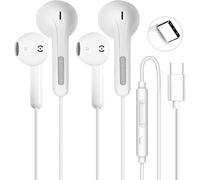 Paquete de 2 auriculares USB C para iPhone 17/16/15, reducción de ruido, micrófono integrado y control de volumen, auriculares tipo C para Galaxy S24/S23/S22/S21/S20/Ultra Note 10/20, para Pixel 8/7/6