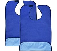 Paquete de 2 baberos para adultos, delantales de tela de rizo de algodón reutilizables y lavables para ancianos, personas mayores y discapacitados