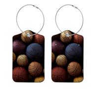Paquete de 2 balones de baloncesto (2) Etiquetas de equipaje para maletas Etiqueta de equipaje de cuero 2 Elementos esenciales de viaje para mujeres,