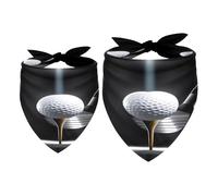 Paquete de 2 bandanas para perro con pelota de golf en camiseta con club en el centro de atención, baberos para perros pequeños, medianos y grandes, cachorros, gatos, mascotas