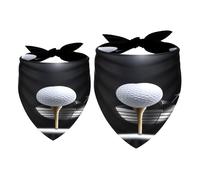 Paquete de 2 bandanas para perro con pelota de golf en camiseta con club en el centro de atención, baberos para perros pequeños, medianos y grandes, cachorros, gatos, mascotas