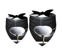 Paquete de 2 bandanas para perro con pelota de golf en camiseta con club en el centro de atención, baberos para perros pequeños, medianos y grandes, cachorros, gatos, mascotas