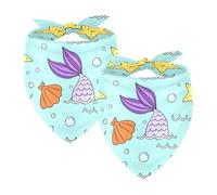 Paquete de 2 bandanas para perro, diseño de cuentos de sirena, diseño de estrella de mar, pañuelos para mascotas, gatos, perros, baberos