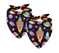 Paquete de 2 bandanas para perro, diseño de planetas de cohetes, pañuelos, pañuelos, gatos, perros, baberos