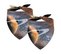 Paquete de 2 bandanas para perro, diseño de planetas, pañuelo para mascotas, gatos, perros, baberos