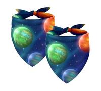 Paquete de 2 bandanas para perros, coloridos planetas espaciales, bufandas para mascotas, pañuelos, gatos, perros, baberos