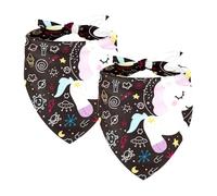 Paquete de 2 bandanas para perros, unicornios, planetas, bufandas, pañuelos, gatos, perros, baberos