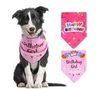 Paquete de 2 bandanas triangulares para perro, bandana ajustable de cumpleaños para mascotas, lavable, pañuelo para perro, bufanda para mascotas, suministros de fiesta de cumpleaños para perros