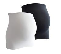 Paquete de 2 bandas para el vientre para embarazo. Contenido: 2 bandas para el vientre, bandas para el vientre prematuro, alargador de camiseta para calentar la espalda, blanco / negro, XS-S