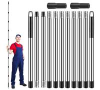 Paquete de 2 barras de extensión de rodillo de pintura de 3,6 m, 13 segmentados, extensibles (80-360 cm), barra telescópica de extensión con adaptador cónico, barra de rodillo extensible para