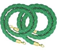 Paquete de 2 barreras control multitudes, cordón poste VIP for fiesta/picnic, cuerdas trenzadas for colgar con ganchos dorados, aeropuertos, hoteles, bancos(Green,180cm/5.9ftft)