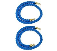 Paquete de 2 barreras de cuerda de cola con ganchos dorados, cuerda azul de 5 pies para control de multitudes, cuerda de eventos, solución de gestión de colas VIP