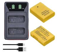Paquete de 2 baterías compatibles con Nikon EN-EL14 con Cargador LCD Doble for P7800, P7100, D3400, D5500, D5300, D5200, D3200, MH-24(2Pcs Set)