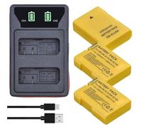 Paquete de 2 baterías compatibles con Nikon EN-EL14 con Cargador LCD Doble for P7800, P7100, D3400, D5500, D5300, D5200, D3200, MH-24(3Pcs Set)