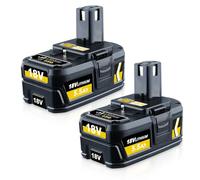 Paquete de 2 baterías de iones de litio de 5,5 Ah y 18 V de repuesto para batería Ryobi de 18 V P108 P107