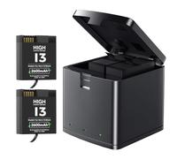 Paquete de 2 baterías Hero 13 mejoradas de 2600 mAh y cargador rápido mejorado compatible con cámara GoPro Hero 13 negra